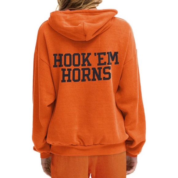 Aviator Nation University Of Texas Circle Print Hoodie, Burnt Orange, Size XS - Picture 2 of 6